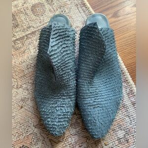 Antelope Shoes Heels Slip On Pumps Women Size 8 Blue Tweed Western Fashion